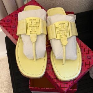 Tory Burch Yellow Sandals with Logo Medallion